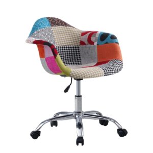 Poltroncina da ufficio Eames, patchwork colore caldo
