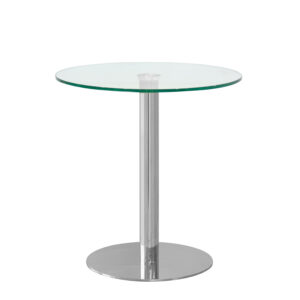 Tavolino con piano in vetro rotondo