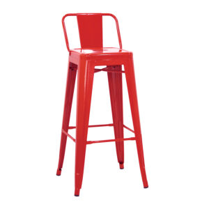 Sgabello alto in metallo con schienale