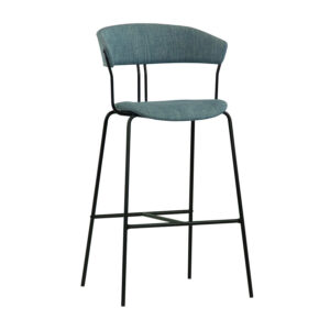 Sgabello in metallo e tessuto