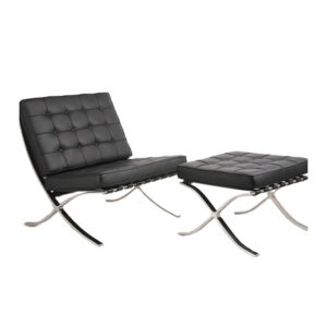 Poltrona Barcelona con poggiapiedi in ecopelle